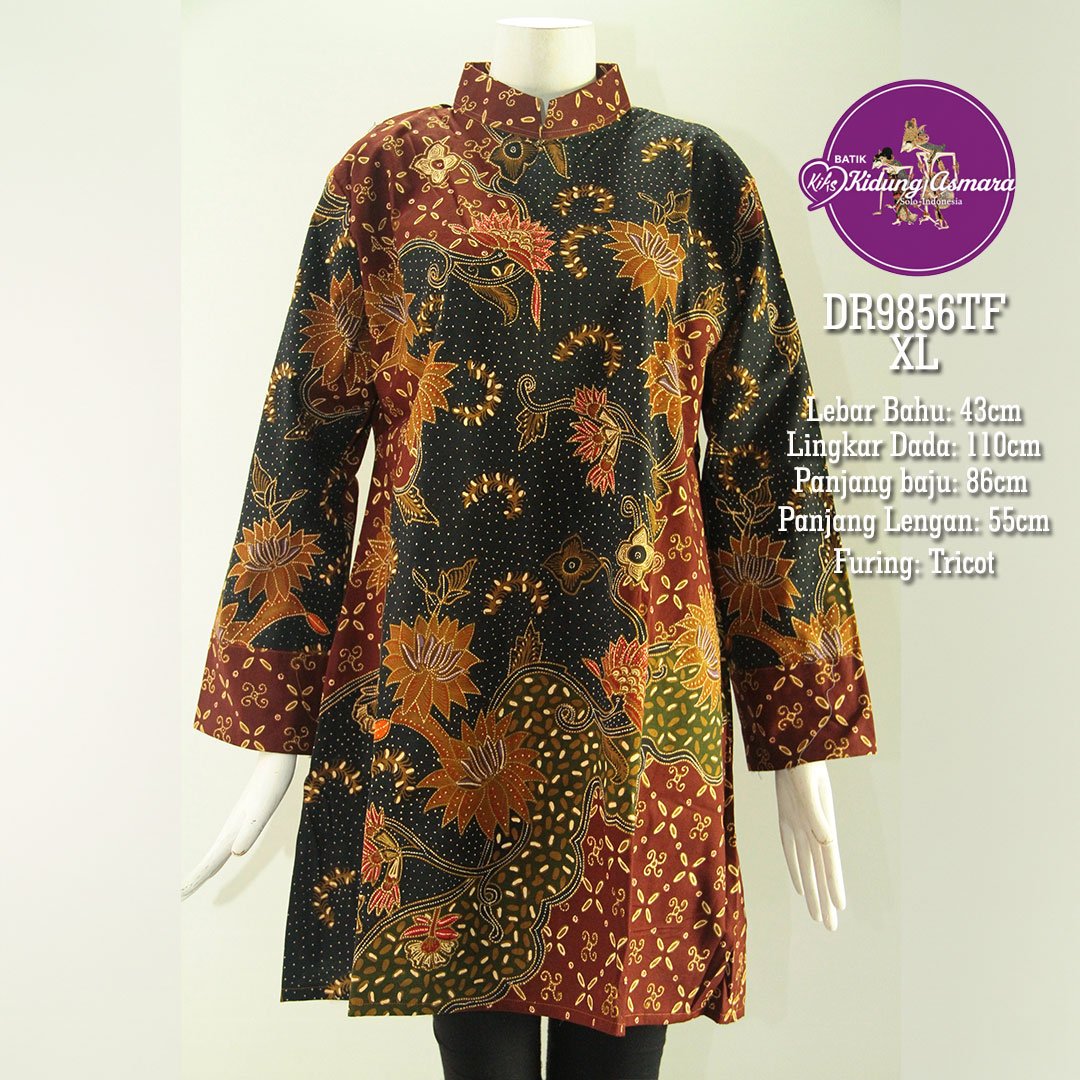 Atasan Batik Tulis Wanita Kerah Shanghai Size XL Motif Sekar Padma Laras- DR9856TF - Gambar 2