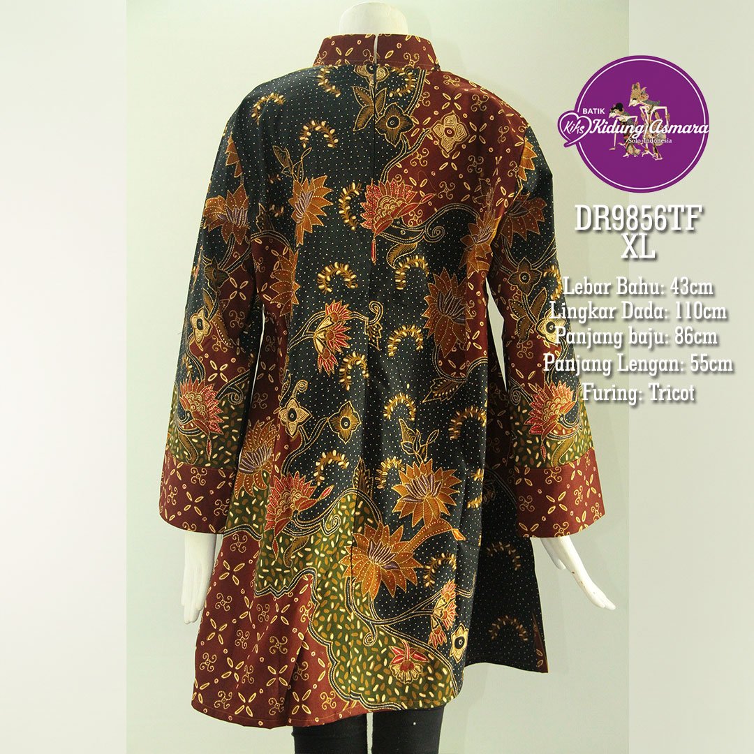 Atasan Batik Tulis Wanita Kerah Shanghai Size XL Motif Sekar Padma Laras- DR9856TF - Gambar 3