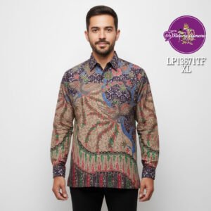 Baju kemeja batik pria lengan panjang full tulis size XL motif Cendrawasi Kusuma Lelana