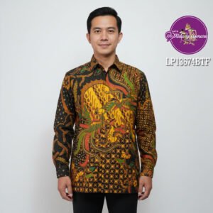 Atasan kemeja batik pria semi tulis motif Cendrawasih Lelana Sogan