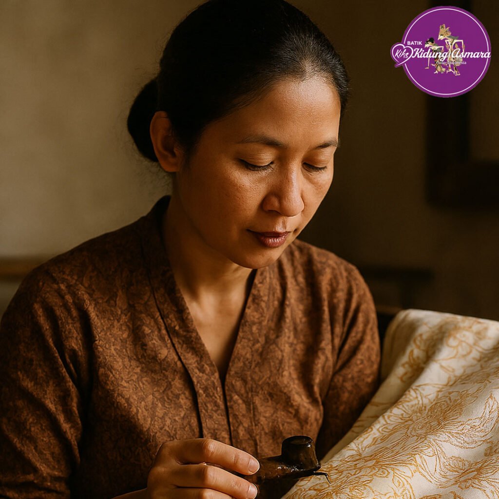 Proses batik tulis tradisional dengan canting