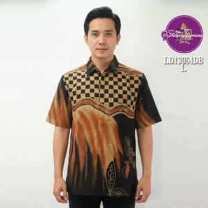 Batik motif Poleng Kusuma kemeja pria tangan pendek