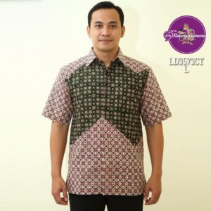 atasan batik pria lengan pendek size L motif truntum kawung