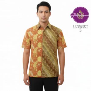 Kemeja pria tangan pendek corak parang sekar jagad