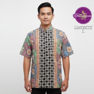 Kemeja batik pria koko kerah shanghai