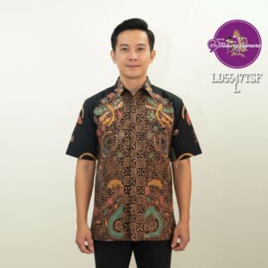 Kemeja batik tulis lengan pendek sogan size L motif capung urang wibawa
