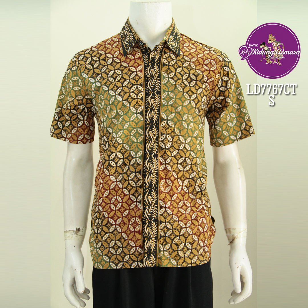 Kemeja Batik Pria Lengan Pendek Motif Kawung Warna Gradasi - LD7767 - Gambar 2